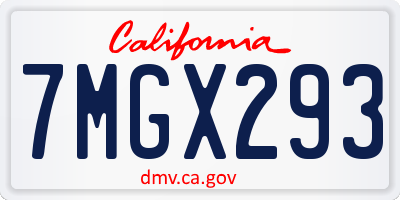 CA license plate 7MGX293