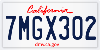 CA license plate 7MGX302