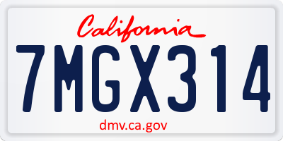 CA license plate 7MGX314