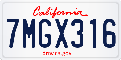 CA license plate 7MGX316