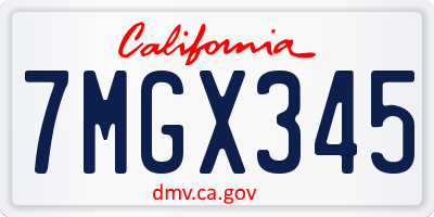 CA license plate 7MGX345