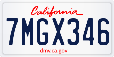 CA license plate 7MGX346