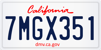 CA license plate 7MGX351