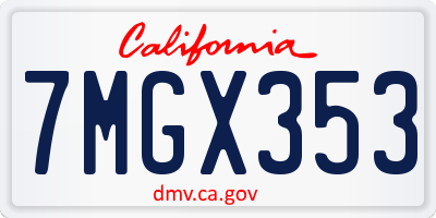 CA license plate 7MGX353