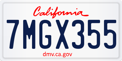 CA license plate 7MGX355