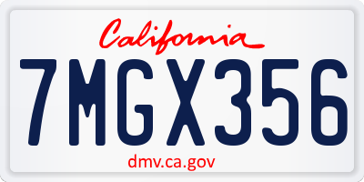 CA license plate 7MGX356