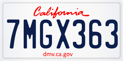 CA license plate 7MGX363