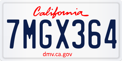 CA license plate 7MGX364