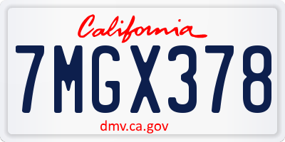 CA license plate 7MGX378
