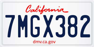 CA license plate 7MGX382