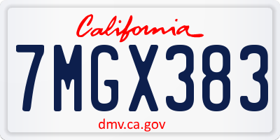 CA license plate 7MGX383