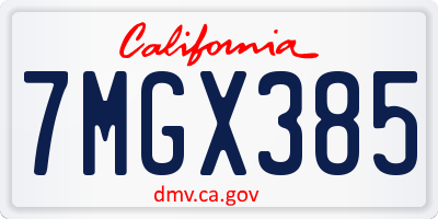 CA license plate 7MGX385