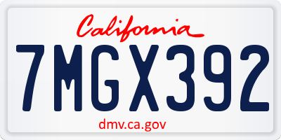 CA license plate 7MGX392