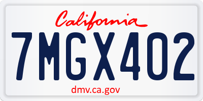 CA license plate 7MGX402