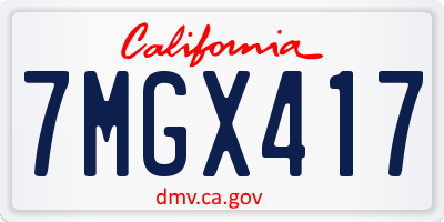 CA license plate 7MGX417