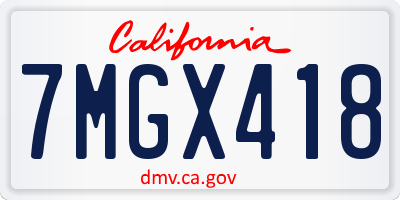 CA license plate 7MGX418