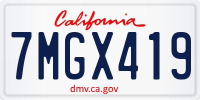 CA license plate 7MGX419