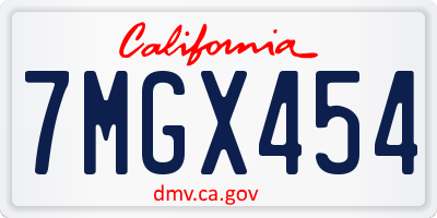 CA license plate 7MGX454