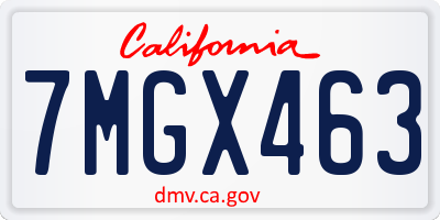 CA license plate 7MGX463