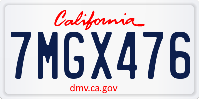 CA license plate 7MGX476
