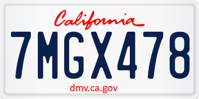 CA license plate 7MGX478