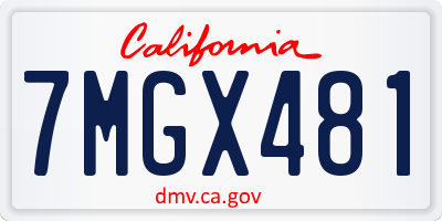 CA license plate 7MGX481