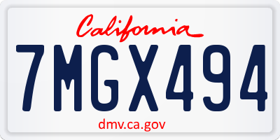 CA license plate 7MGX494