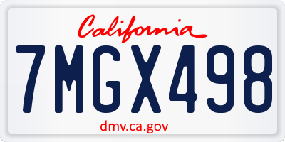 CA license plate 7MGX498