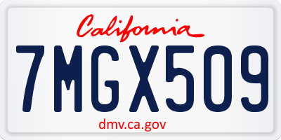 CA license plate 7MGX509