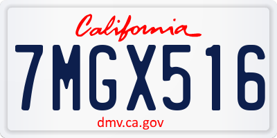 CA license plate 7MGX516
