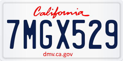 CA license plate 7MGX529