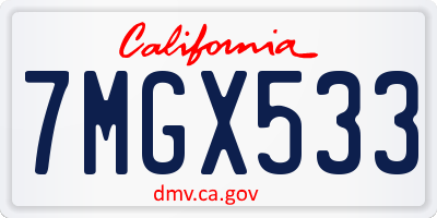 CA license plate 7MGX533