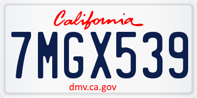 CA license plate 7MGX539