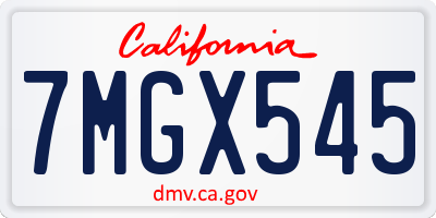 CA license plate 7MGX545