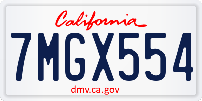 CA license plate 7MGX554