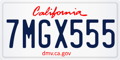 CA license plate 7MGX555