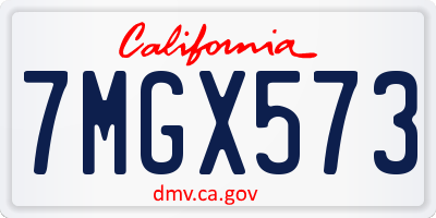 CA license plate 7MGX573
