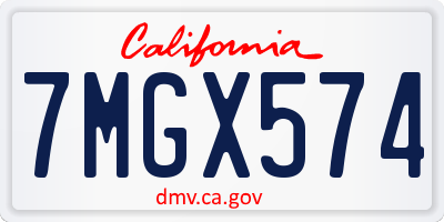 CA license plate 7MGX574