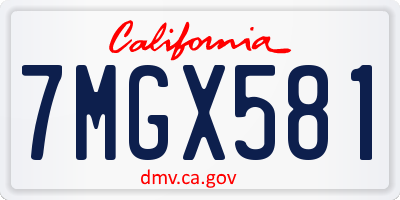 CA license plate 7MGX581