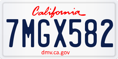 CA license plate 7MGX582