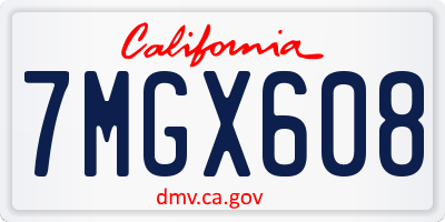 CA license plate 7MGX608