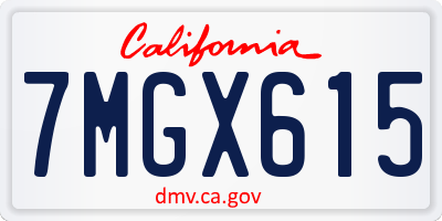 CA license plate 7MGX615