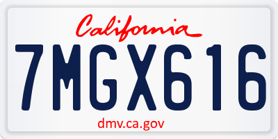 CA license plate 7MGX616