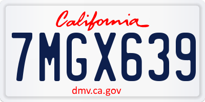 CA license plate 7MGX639