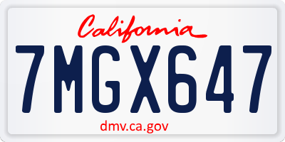 CA license plate 7MGX647