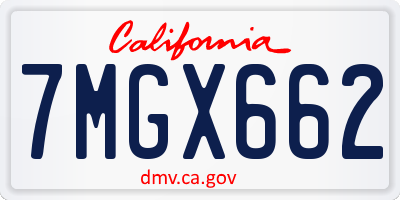CA license plate 7MGX662