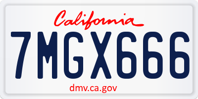 CA license plate 7MGX666