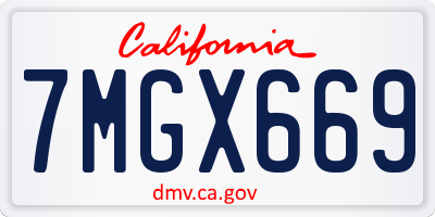 CA license plate 7MGX669