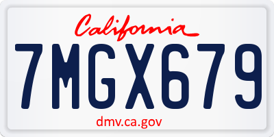 CA license plate 7MGX679