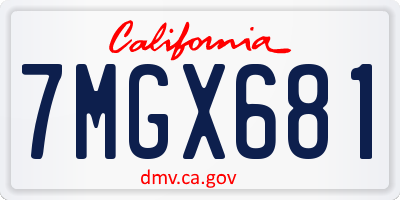 CA license plate 7MGX681